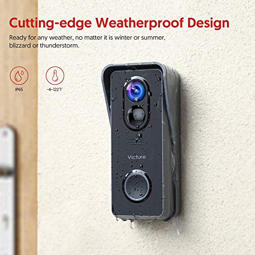 Victure WiFi Video Doorbell Camera with Chime 1080P Wireless Home Security Camera Doorbell Battery Powered with 2-Way Audio, Motion Detection, Night Vision, Wide Angle, Local and Cloud Storage