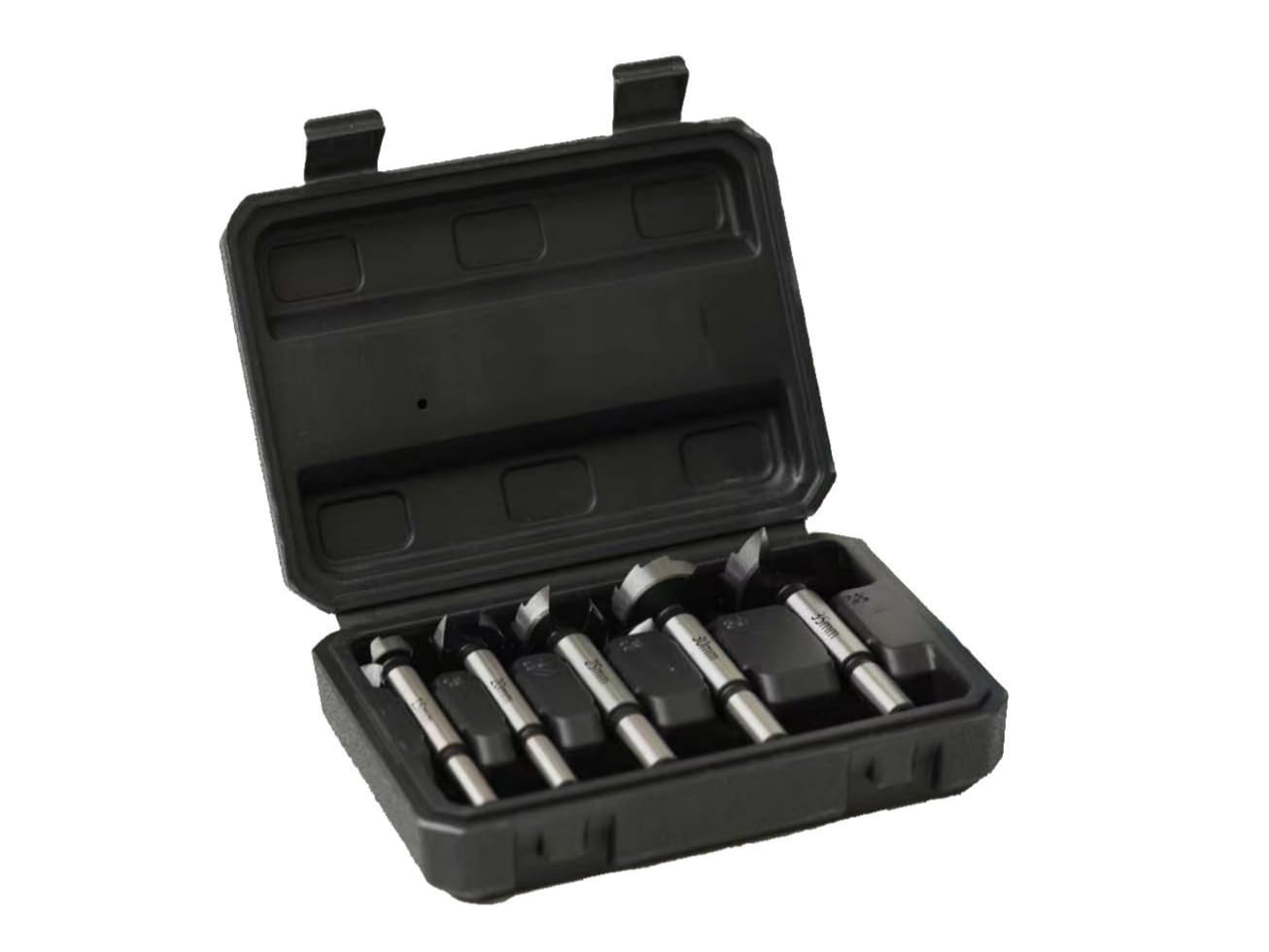 Boomway 5-Piece Forstner Drill Bit Set, Professional Wood Drilling Kit with Storage Case, Metric Sizes for Woodworking and Cabinet Making (5)