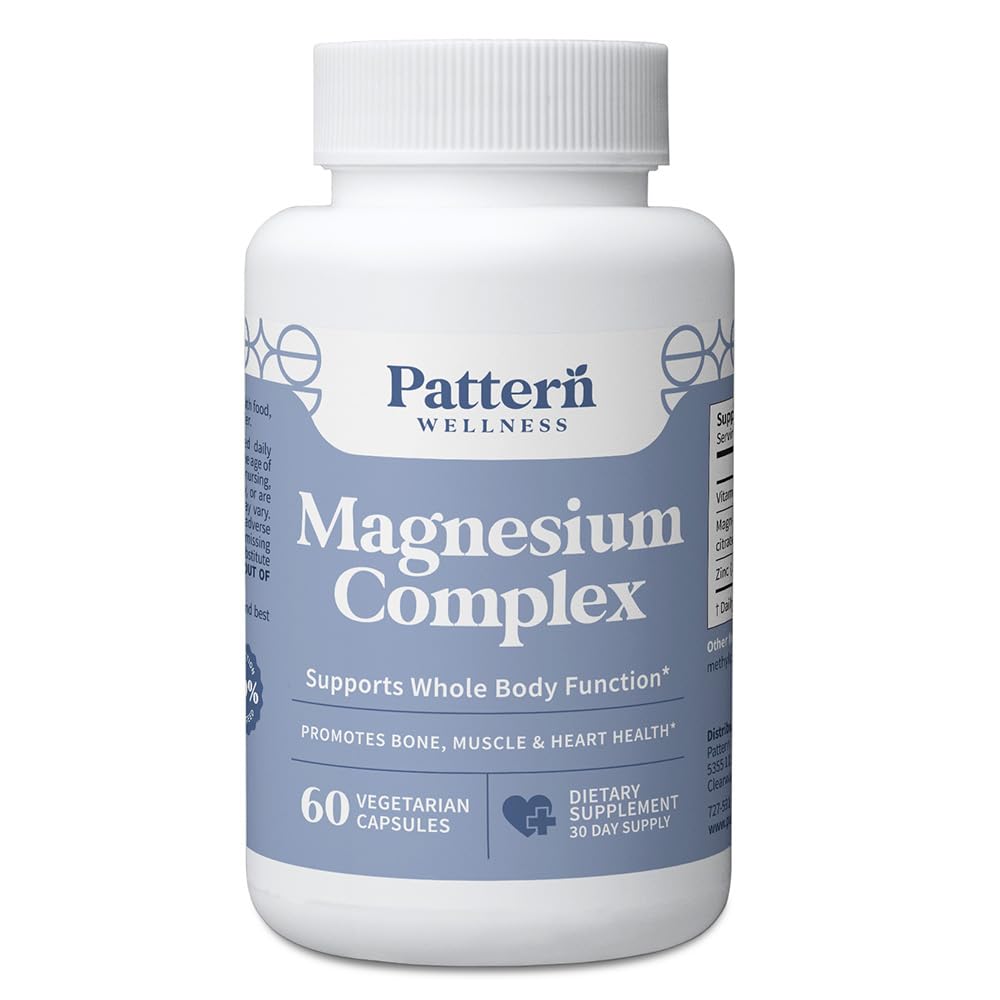 Pattern Wellness Magnesium Complex Supplement – 60 Vegan Capsules 60 Count (Pack of 1)