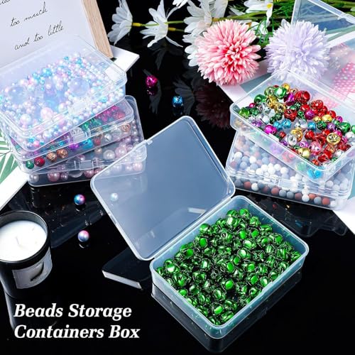 Image of Jetec 6 Pieces Mini Plastic Clear Beads Storage Containers Box for Collecting Small Items, Beads, Jewelry, Business Cards, Game Pieces, Crafts (4.5 x 3.3 x 1.2 Inch)