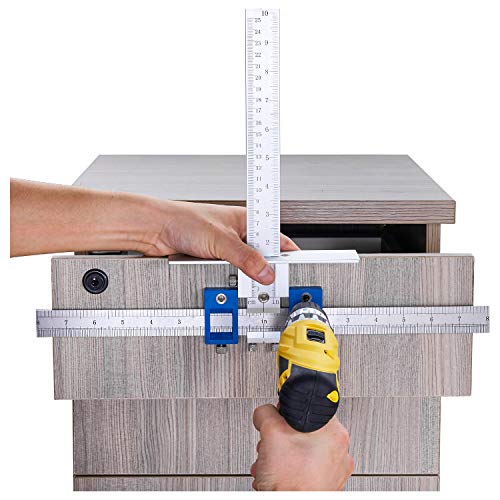 Tourace Cabinet Hardware Jig for Handles and Knobs Aluminum Alloy Drill Guide Sleeve Drawer Pull Wood Drilling Dowelling Tools Set Drawer Knob Pull Drilling Templates Jig Tool.
