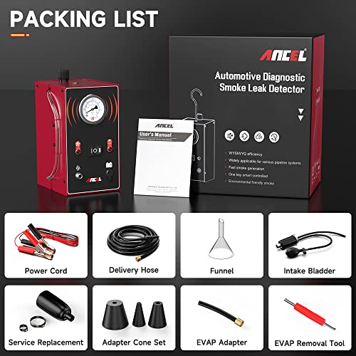 Ancel S200 Smoke Machine Automotive Leak Detector, Evap Smoke Machine Leak Diagnostic Tester, Dual Mode Auto Fuel Pipe System Vacuum Leak Smoke Tester With Pressure Gauge For All Car/Motorcycle/Truck #TOP6
