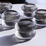 Woho Smoke Grey Votive Candle Holders Set of 6, Vintage Ribbed Tealight Candle Holder for Daily Home Decor, Classy Tea Light Candle Holder Glass for Living Room Table Decor(Grey, 2.1' H X 2.75' D)