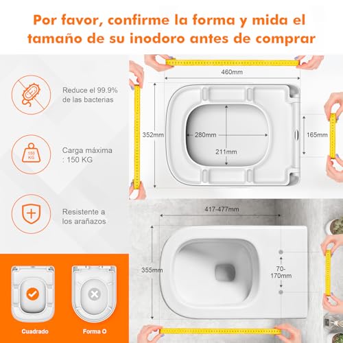 Tapa WC universal de resina UF antibacteriana efecto cerámico premium 4