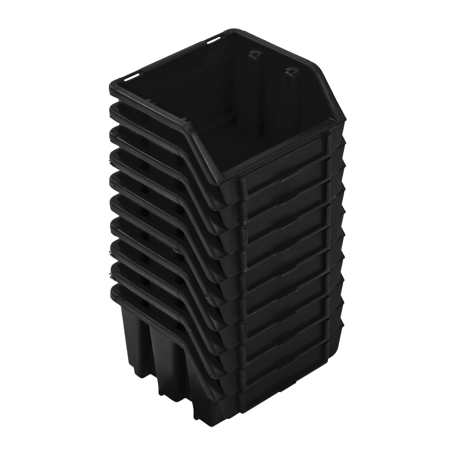 PAFEN Stapelboxen Set – 10x Stapelbox für Werkzeugwand 115 x 75 x 118 mm – Sichtbox Stapelkasten Stapelbox Lagerbox, Schwarz