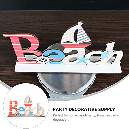 PRETYZOOM Nautical Table Sign Desktop Ornament Wooden Beach Signs Mediterranean Decor Wood Sea Ocean Theme Centerpiece Coastal Hawaiian Summer Party Decor - Image 2