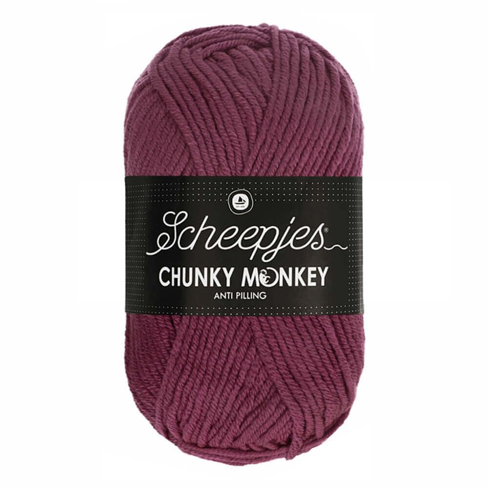 Scheepjes Chunky Monkey Aran Weight Yarn | 100g Ball | Anti-Pilling Acrylic | Soft & Hypoallergenic for Knitting and Crochet Blankets, Toys & Garments (1828 Grape)