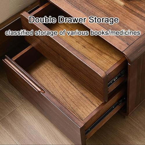 Retro Wood Nightstand - Stylish Bedside Table with 2 Drawers, Vintage Side Cabinet for Living Room & Bedroom - Elegant Storage Solution for Home Decor