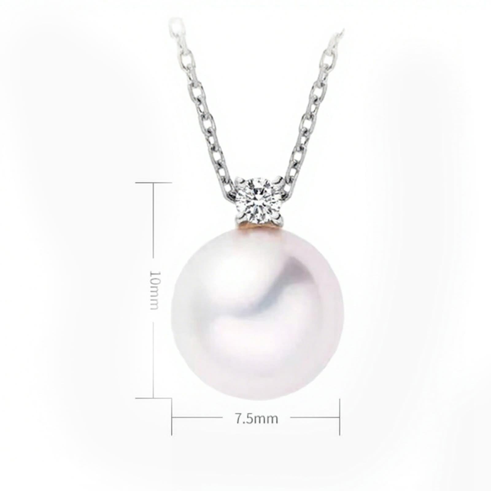 Naszyjnik damski, wisiorek, naszyjnik, zestaw z perłą 7,5 – 8 mm i diamencikami złotymi diamentami,