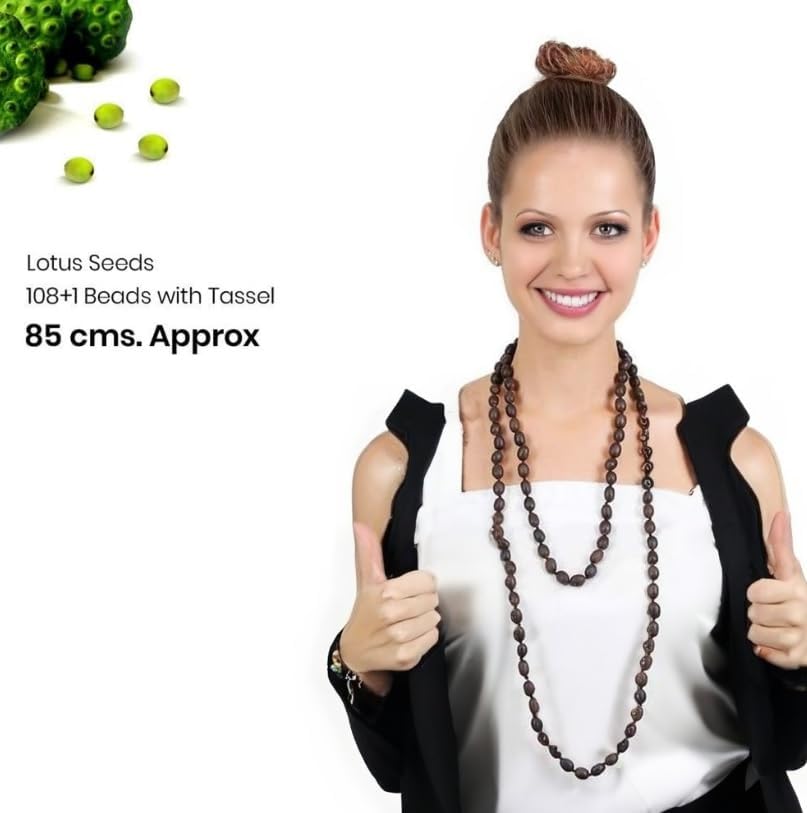 Original Lotus Seed Kamal Gatta Rosary Japa mala beads 108 Meditation prayer beads Japa Mala Chakra mala - long necklaces for women boho Rosary Beads - Image 2
