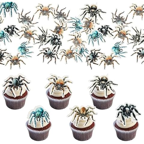 Gyufise 60Pcs Halloween Edible Cupcake Toppers Cover