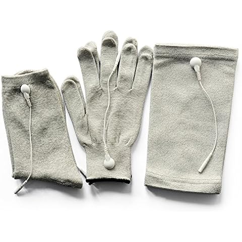 Pair of Conductive Fiber TENS/EMS Electrode Gloves & Massage Kneepads & Massage Socks With 6pcs Adapter Lead Wires For TENS/EMS Machine For Physical Therapy Cover