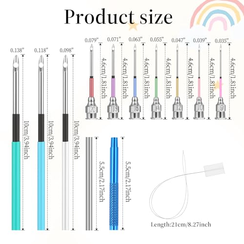 13 Pcs Punch Needle Kit 10 Sizes Punch Needle Tool Punch Needles with Handles Punch Embroidery Kit with Embroidery Tool Punch for Adults Beginner Cross Stitch DIY Craft - Image 2