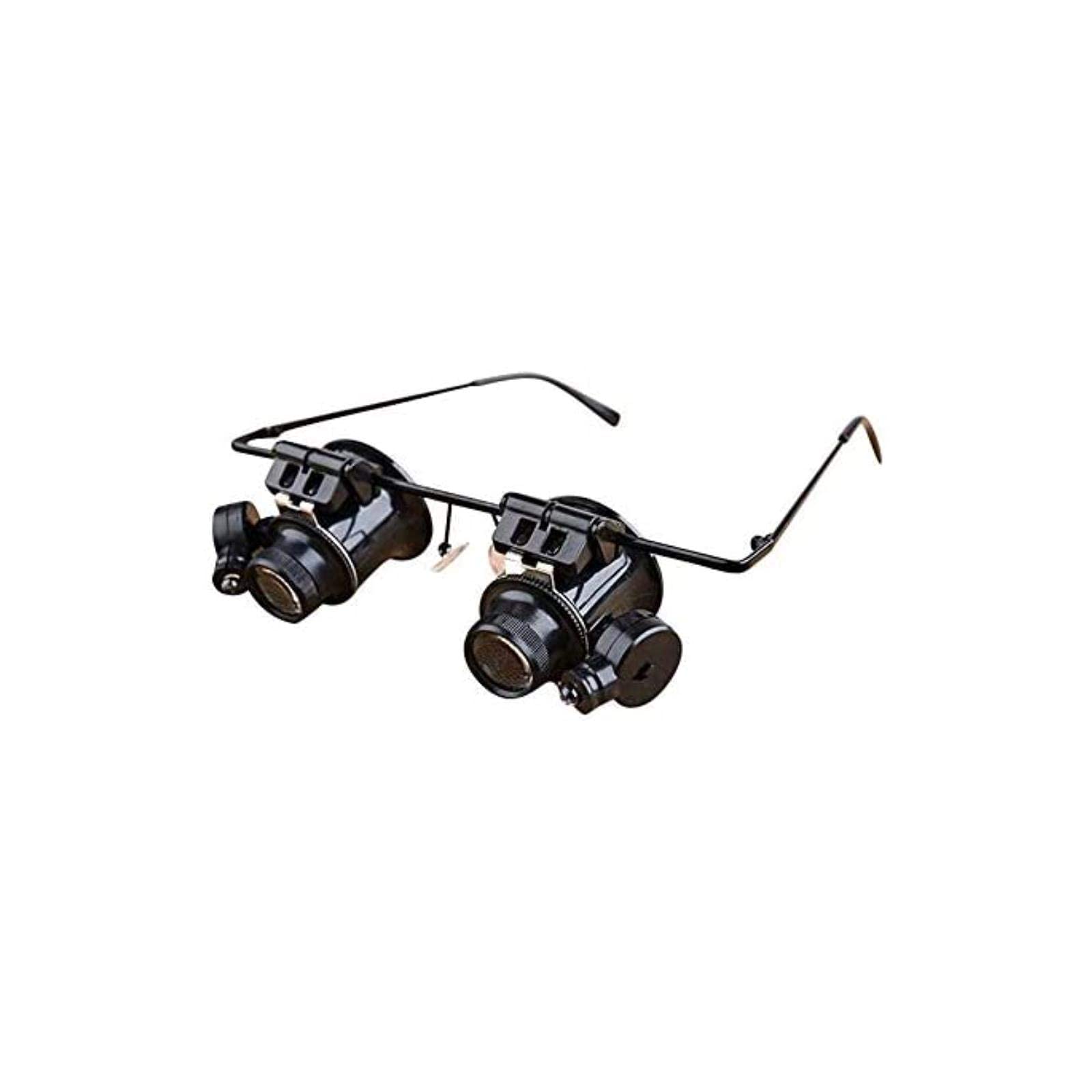 Stirnlupe, beleuchtete Lupe, Stirnlupe, tragbar, 20-fache Vergrößerung, mit 2 LED-Lampen, für die Reparatur von Uhren und Schmuck.