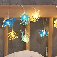 GUOCHENG Marine Animal Children's String Light, Jellyfish Whale Sea Turtle Ocean Theme Light Strings, LED String Lights Decorative Fairy Light for Bedroom Nuesery(Sea)
