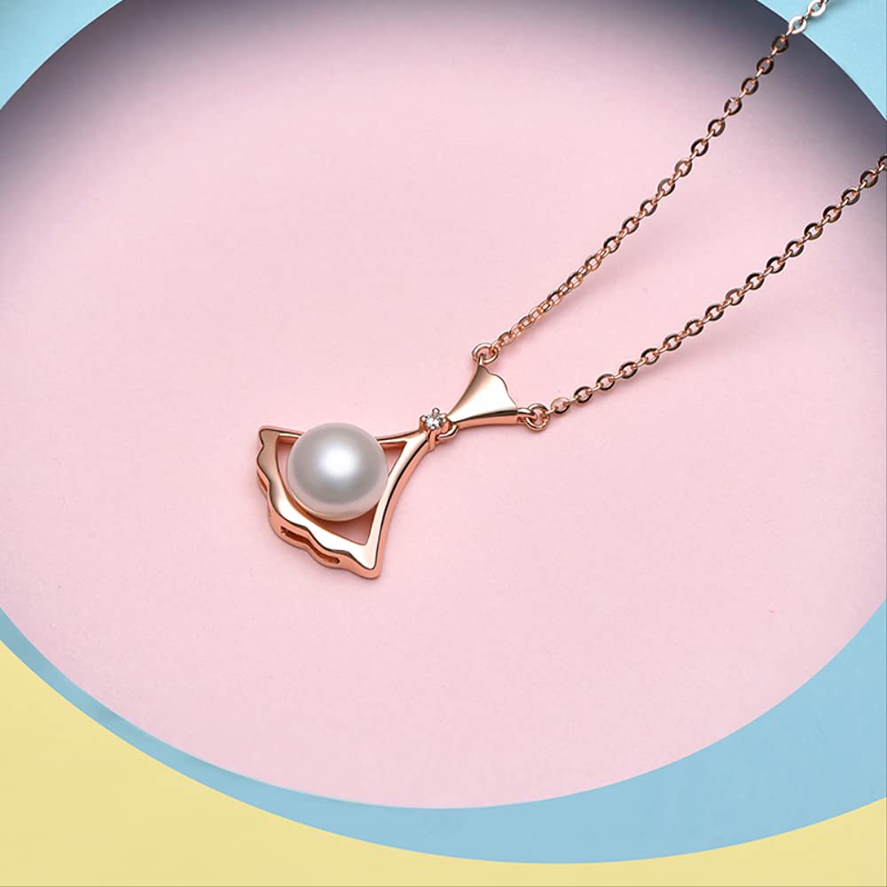 Ciondoli di perle d'acqua dolce naturali bianche da 7-8 mm Girocollo a catena in argento sterling 925 con zirconi placcati in oro
