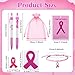 Sherr 210 Pcs Breast Cancer Awareness Accessories 30 Pink Pen 30 Ribbon Pins 30 Ribbon Bracelets 30 Encourage Card 30 Gift Bags 60 Pink Stickers for Breast Cancer Survivors