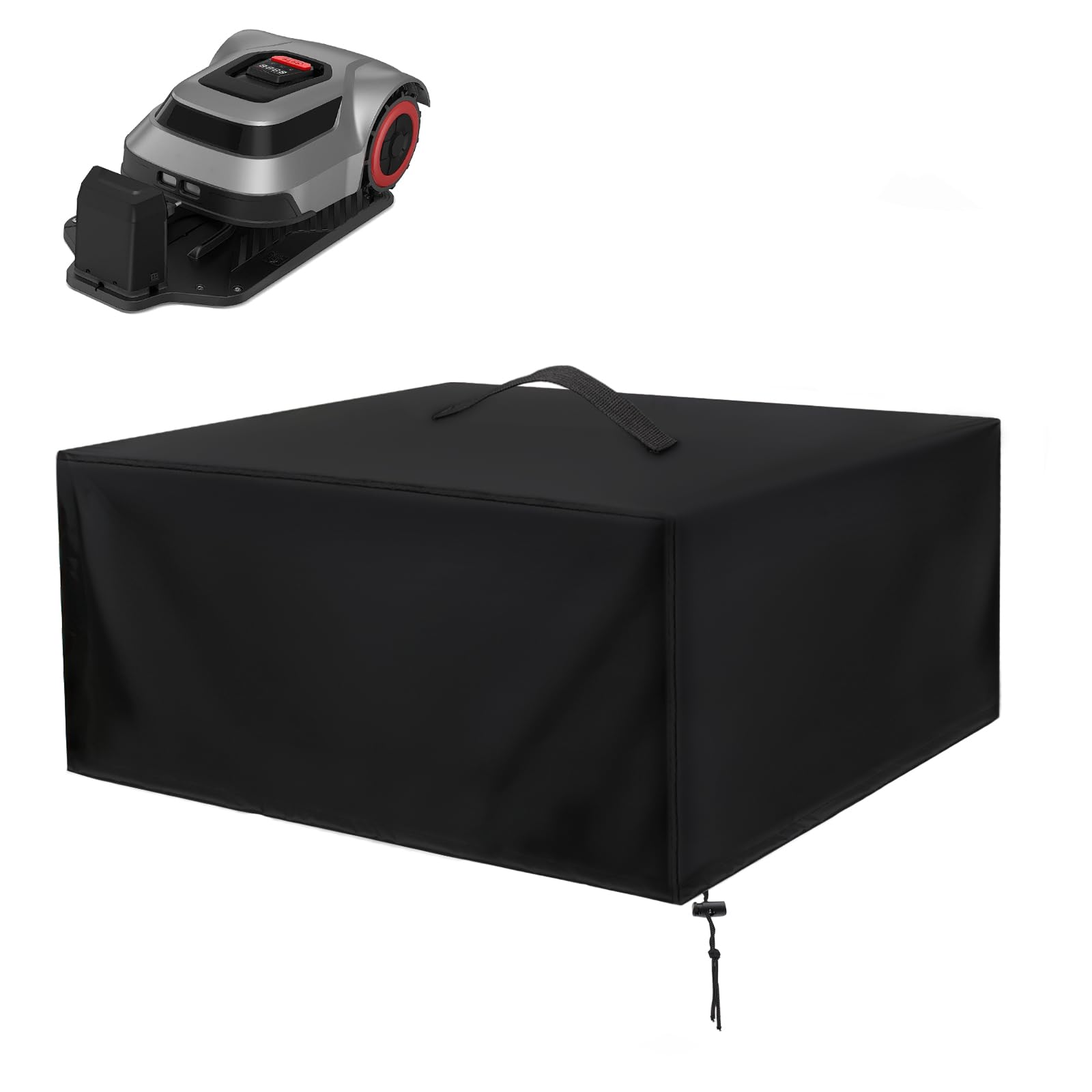 Housse de Protection Étanche pour Robot Tondeuse 78 x 56 x 36 cm – Oxford 420D Résistant, avec Cordon de Serrage, Anti-UV, Anti-Neige, Anti-Poussière, pour Usage Extérieur, avec Poignées