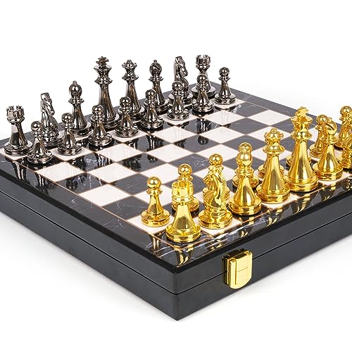 Agirlgle GUNJINCHESS Metal Chess Set For Adults And Kids – Marbling Chess Board thumb #1