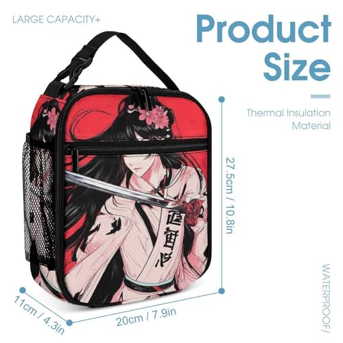 Backpack Bookbag Set Japanese Samurai Anime Art (2) Backpack with Lunch Bags and Makeup Bag Shoulder Bag with Lunch Box Storage Bags4