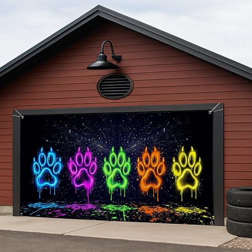 Housse de garage pattes fluo pour masquer une porte usée et décorer - 5