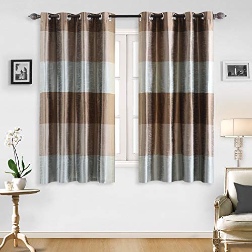 Image of Deco Window Polyester Blackout Curtains 5 feet Long Set of 2, Room Darkening (Eyelet,Beige, 5FT) Curtains for Bedroom and Living Room