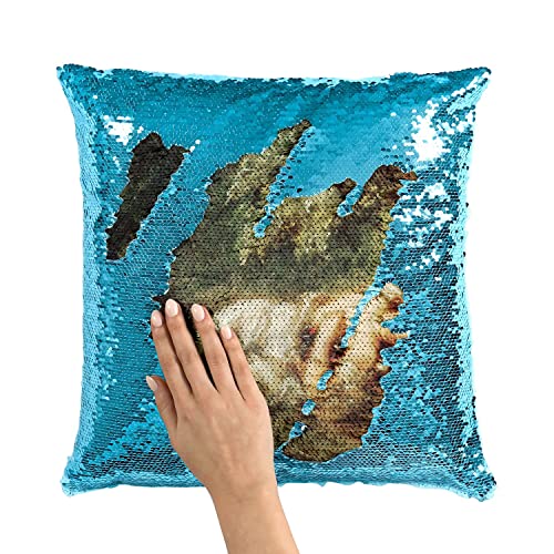 Coussin Sequin Paillettes Turquoise Eugene Delacroix de luxe