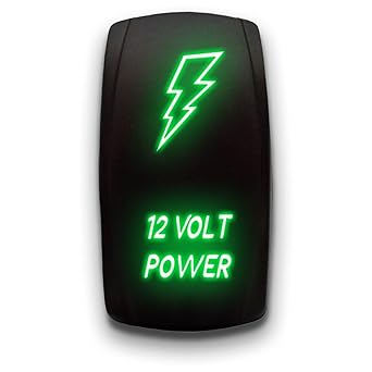 12 Volt Power - Green - Laser Etched 5-Pin Double Pole Single Throw 12 Volt Power Maintained ON-Off DPST Toggle Switch 20A 12V