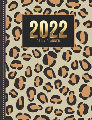 Agenda journalier 2022 motif guépard A4 avec 365 pages de planification