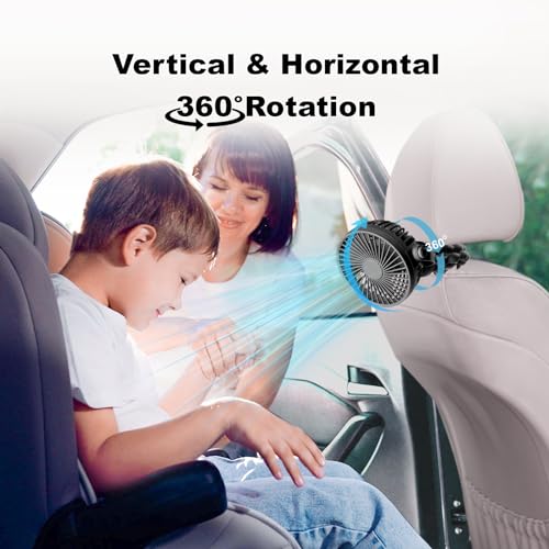 Kinderwagen-Ventilator,5200mAh Batteriebetrieben Leise Tischventilator [40 Betriebsstunden] 3 Geschwindigkeitsstufen 360° Drehbare für Schlafzimmer Büro Kinderwagen Camping Autofahrt Strand