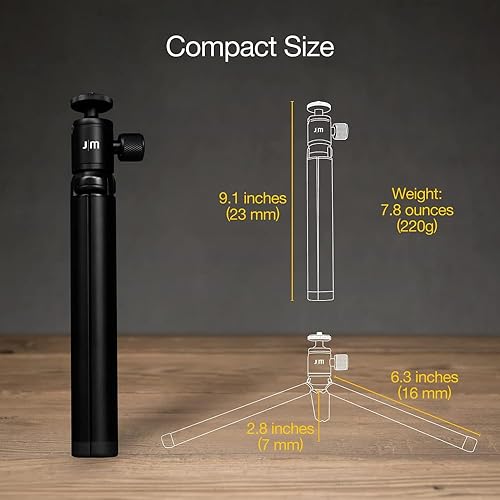 Miniatura 9 de ShutterGrip - Mini trípode de aleación de aluminio de alta calidad, soporte de bola estándar de 1/4 de pulgada, soporte de mesa de escritorio,