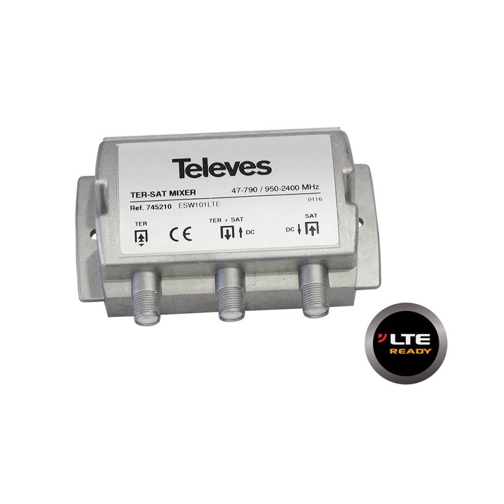 TELEVES Kit Mezclador DIPLEXOR Separador + Toma SEPARADORA + 3 Conectores -F Antena PARABOLICA …