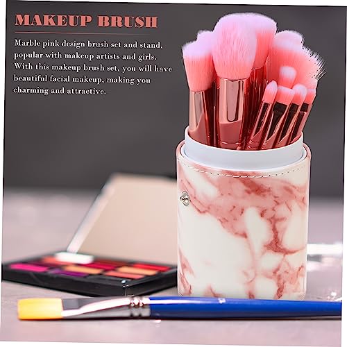 Housoutil-7-Sets-Makeup-Brush-Set-Eyeshadow-Brush-Makeup-Brush-Holder-Organizer-Foundation-Makeup-Brush-Cosmetics-Brush-Jewelry-Dresser-Microblading-Machine-Major-Pink-Plastic-Beauty-Tools