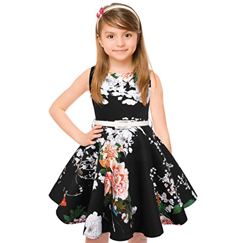 Girls 50s Vintage Swing Rockabilly Retro Sleeveless Party Dress for Occasion