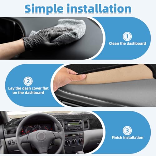 Image of Dash Cover Mat for Toyota Corolla 2003 2004 2005 2006 2007 2008 Non-Slip Dashboard Cover Mat Sunshade UV Rays Protector Interior Accessories