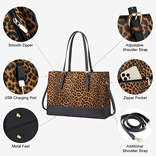 Image of LOVEVOOK Laptop Bag for Women, Fashion Computer Tote Bag 15.6 Inch Large Handbag, Shoulder Bag Purse for Business Work