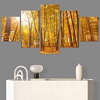 SIGNWIN 5 Panel Canvas Wall Art Modern Art Expressive Forest Multicolor Photography Romantics Scenic for Home Decorations Ready to Hang - 60