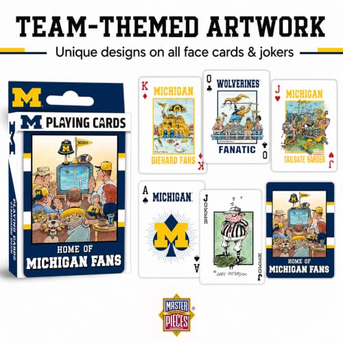 Image of Masterpieces Adult Playing Cards - Michigan Wolverines Fan Deck, 54 Poker Cards