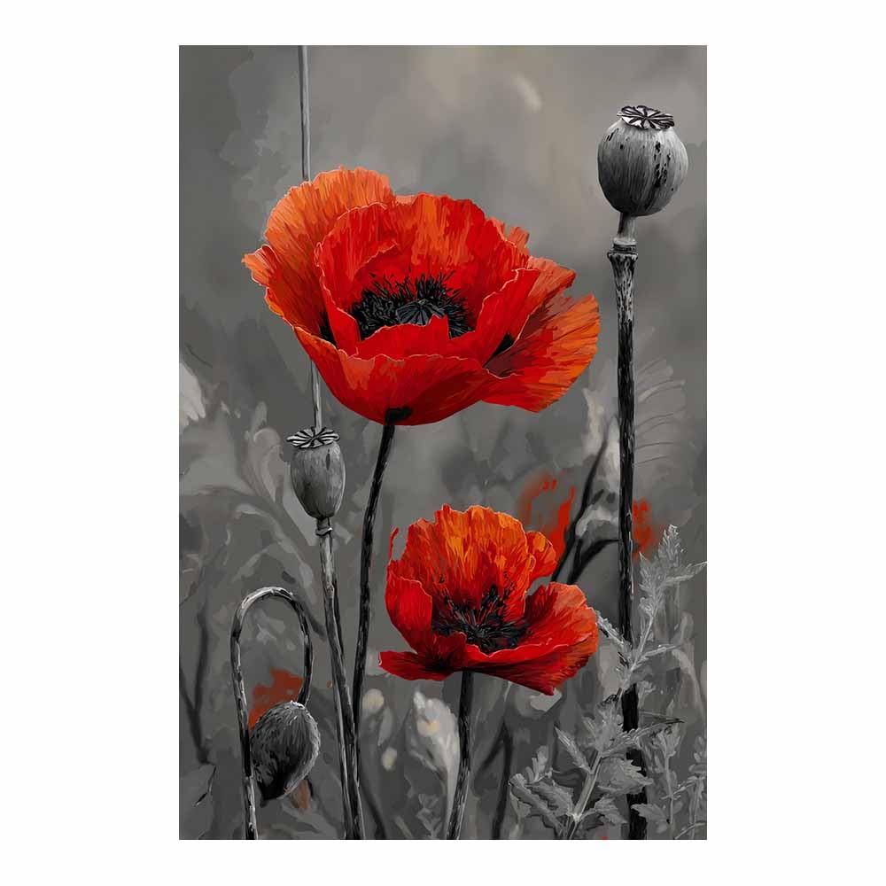 Hoqiu Multicolor Flowers Wall Art Reds Poppy Art Print Pictures, Print Canvas Poster Decor For Living Room, Bathroom Canvas Art, For Bedroom Home Decoration.(Multicolor)-80X120cm Unframed