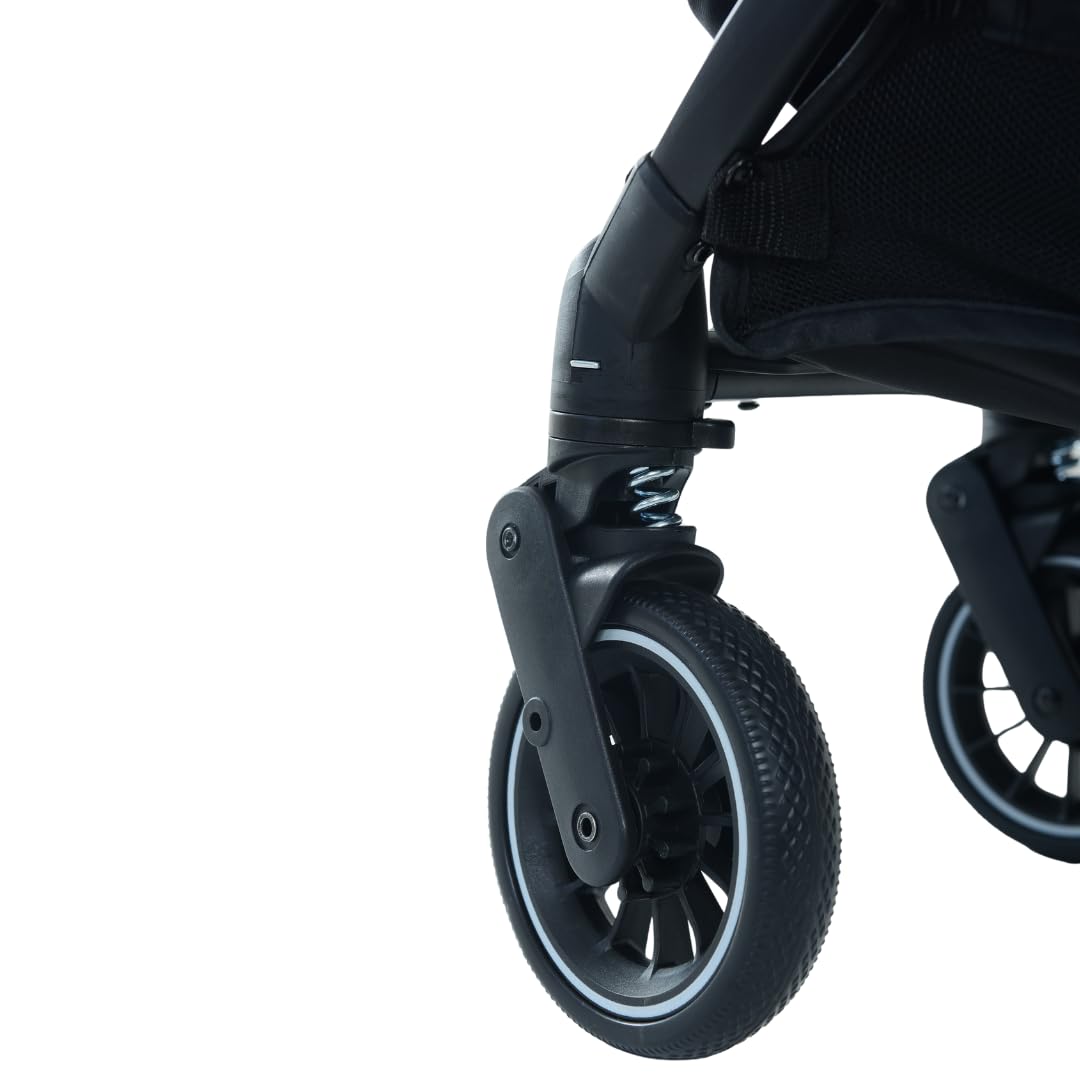 HonorBB ZOA Poussette Canne Bébé Légère et Compacte, 0-3 Ans, 0-15 kg, 3 Positions Inclinables, Pliage Automatique, Bandoulière, Moustiquaire et Protection Pluie Offerts – Essential Black