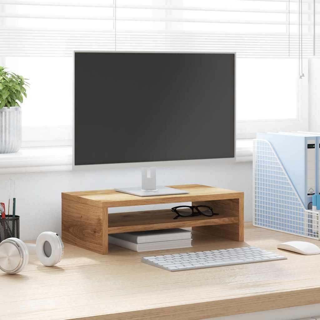 Gecheer Supporto Monitor Rovere Artigianale 42x24x13 cm Multistrato,Supporto per Monitor da Scrivania,Supporto per Laptop per Ufficio e Casa,Supporto Ergonomico per Laptop,PC,Computer,P855797