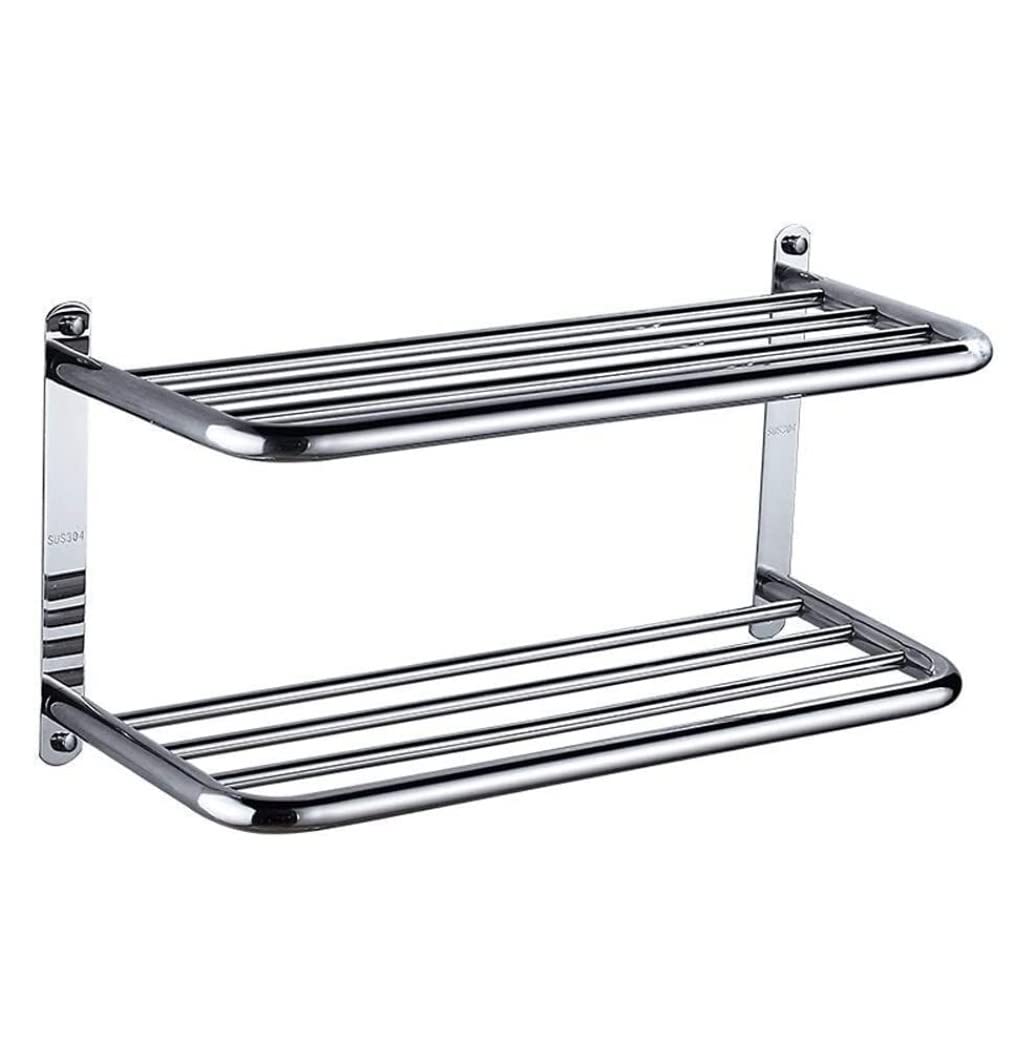 tea towel holders, Towel Shelf Stainless Steel Polished Bathroom Rack Double Layers Holder Wall Mounted(77.5cm)