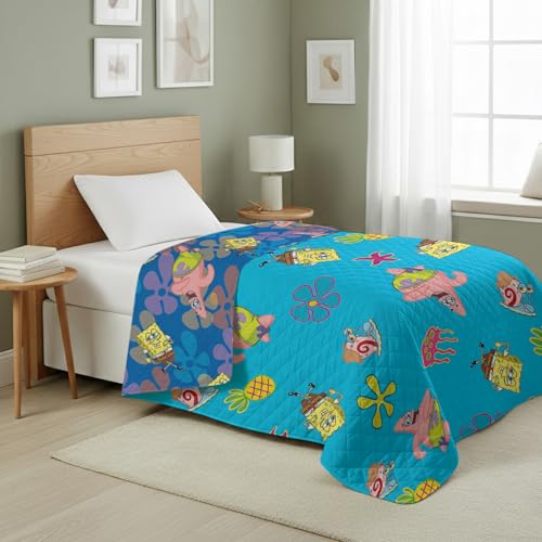 Image of Northwest Nickelodeon Spongebob Tropical Waltz Quilted Throw Blanket, Beach-Themed Bikini Bottom Print, for Adults Boys Girls Bed, Couch, 60 x 80 Inches