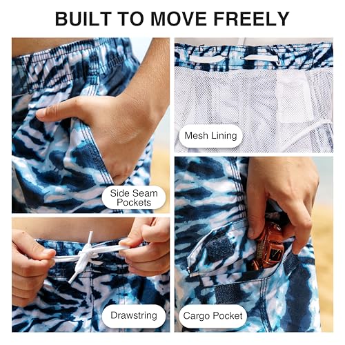 Image of Kanu Surf Boys' Toddler Troy Stripe Swim Trunks