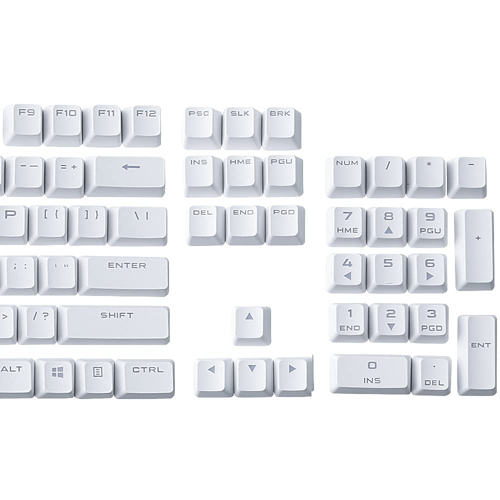 HUYUN PBT Double Shot Lot complet de 104 touches de rechange pour claviers mécaniques Corsair RGB et rétroéclairés – FPS MOBA MMO (Blanc)