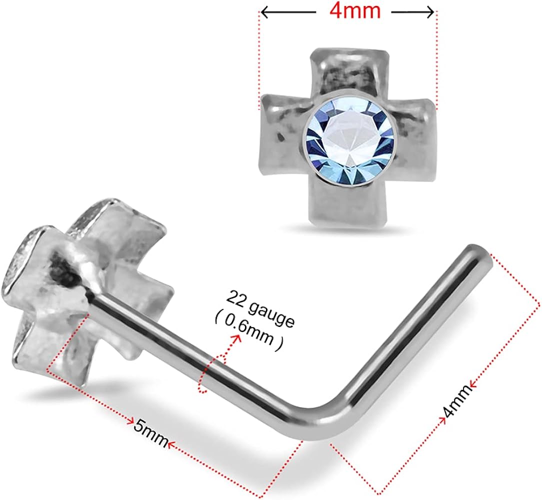 Amazon.co.jp: ジュエル付きクロストップ 22ゲージ シルバー L字型