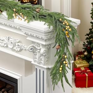 Velasko 6 FT Norfolk Pine Garland, Christmas Green Artificial Real Touch Cedar Garland, Faux Cedar with Lights, for Table, Wall, Fireplace Indoor Outdoor Decor Velasko 6 FT Norfolk Pine Garland Christmas Green Artificial Real Touch Cedar Garland Faux Cedar with Lights for Table Wall Fireplace Indoor Outdoor Decor