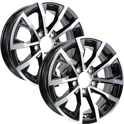 eCustomrim 2-Pack Aluminum Trailer Wheel 15X5 15 Inch 5 Lug Black Edge Rim