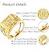 LOLIAS 4 Pcs Men's 18K Gold Plated Kanji Ring Set - Rich/Luck/Wealth - Adjustable Signet Ring