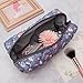 PAZIMIIK Vintage Quilted Makeup Bag Cosmetic Pouch for Brushes Pencils and Travel Make Up Accessories for Women and Girls,Floral Grey